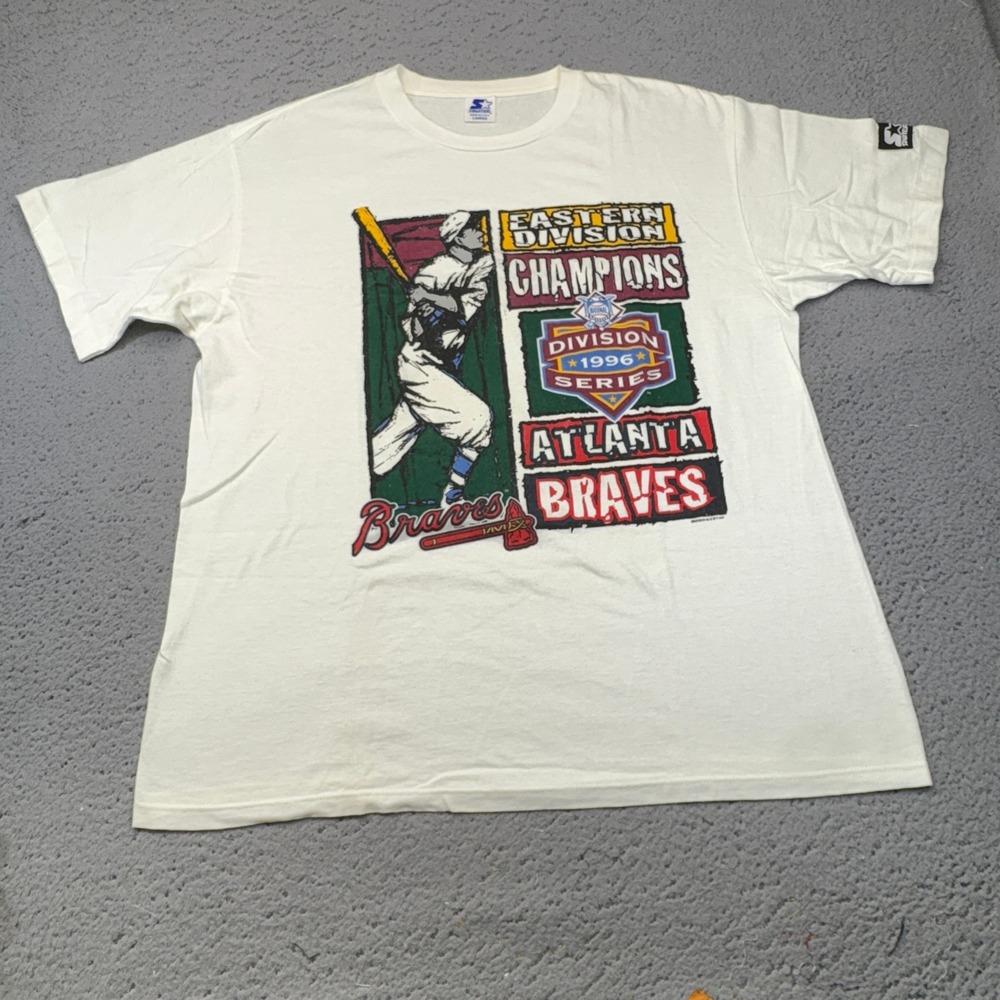 Vintage Atlanta Braves T-Shirt Mens Large 1996 Eastern Div Champions‎ Starter